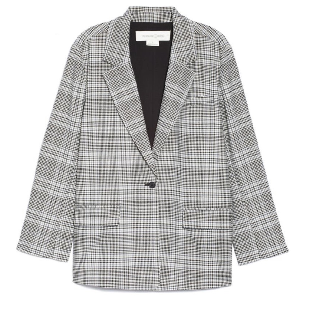 Treasure & Bond Oversized Plaid Blazer